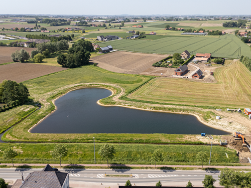 Luchtfoto van bufferbekken aan de Sint Jansstraat